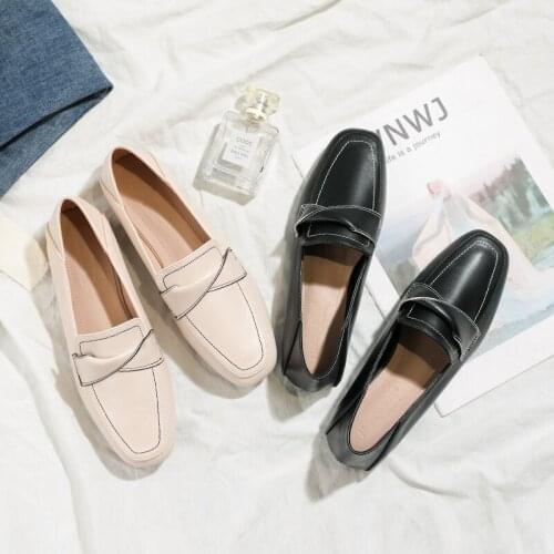 42/43 Big Size twist bow-knot flats shoes women sneakers square toe slip on loafers soft pu leather two ways moccasins femme2020