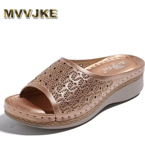 MVVJKEWomen Slippers Summer Platform Wedges Mid Heels Fish mouth Peep Toe Flip Flop Beach Outdoor Ladies Shoes Zapatos De Mujer