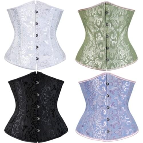 S-6XL Sexy Gothic Lingerie Bustiers Black Satin Embroidered Corset PLASTIC bone Underbust Corsets Plus Size Corpete Espartilho