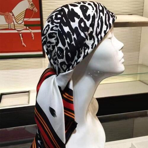 2020 new arrival spring autumn classic leopard 100% pure silk scarf twill hand made roll 90*90 cm shawl wrap for women lady gift