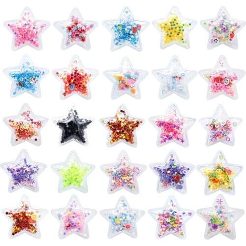 37x37mm Star Transparent Qucksand Shaker Bling Sequins DIY Make Hair Clip Accessories Craft Phone Decoration,10Yc18141