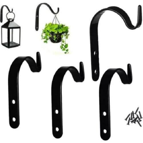 5/10Pcs Black Iron Wall Light Hook Plant Pot Basket Hook Garden Hanging Planter Lantern Pot Hook Home Decoration