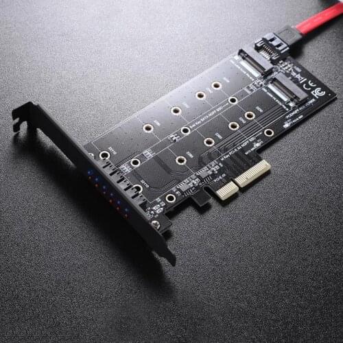 ALLOYSEED M.2 NVMe SSD NGFF TO PCIE3.0 X4 4X adapter M Key B KEY Dual interface card M2 riser card Adapter 12V+3.3V voltage