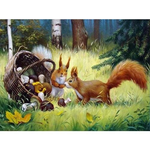 5D DIY Diamond Painting Animal Full Diamond Embroidery Squirrel Mosaic Art Picture Hand Inlaid Rhinestone Home Decoration Gift