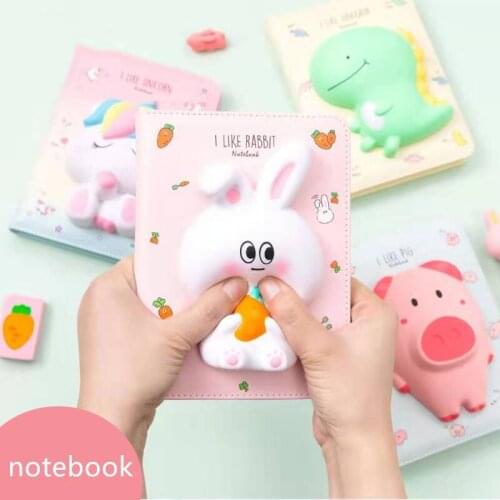 13*17cm Cartoon notebook rabbit hand account diary student notebook Decompression notebook small fresh school office stationery