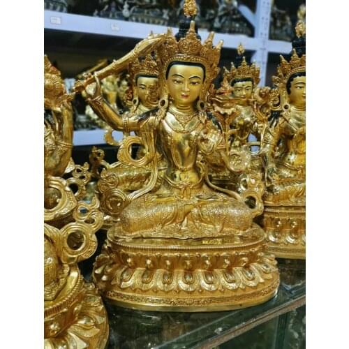 Wholesale Buddhist product Tibetan Buddhism Bodhisattva Manjusri Guan yin brass Buddha statue Safety Health good luck 44CM large