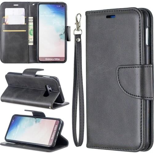 Etui Coque Wallet Cover Case for Samsung Galaxy S7 S8 S9 S10 Plus Edge S10E With PU Flip Phone Wallet with Stripe