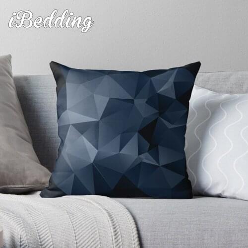 Black And Blue Polygonal Pattern . Throw Pillow Cushion Cover Polyester Throw Pillows Case On Sofa Home Decor