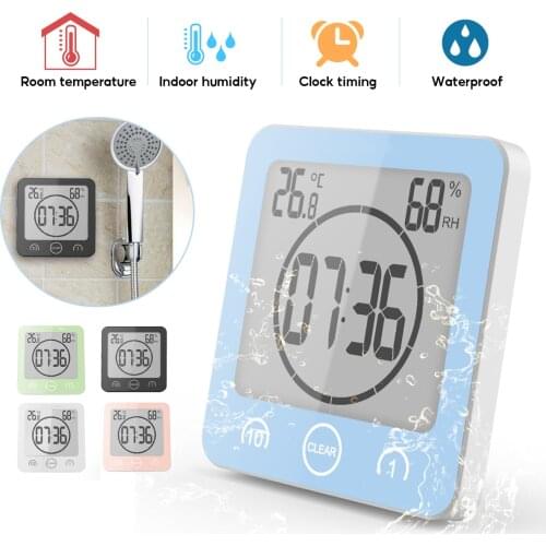 Digital Bathroom Clocks Thermometer Hygrometer Lcd Suction Cup Waterproof Shower Watches Temperature Humidity Meter Alarm