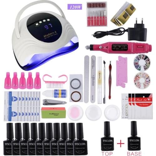 12/22 Color Nail Gel Polish Set 120W Nail Lamp Manicure Set Acrylic Kit With Professional 350000RPM Nail Drill Machine