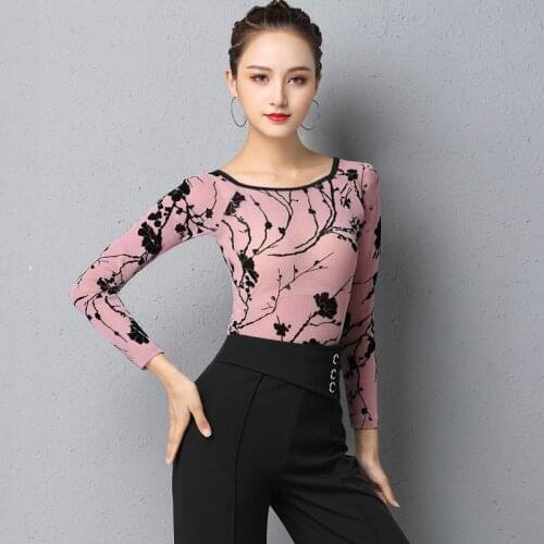 Floral Latino Dance Tops For Women Tap Dancewear Ballroom Practice Wear Salsa Dance Outfit Stage Costume Samba Clothes DL7254