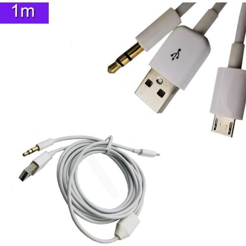Two-in-one Micro USB Android interface to 3.5mm Bluetooth speaker audio cable charging cable black/white