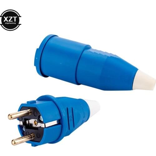 EU Russian Waterproof IP54 2 pin Male Female electronic Connector Schuko Rewireable Detachable Socket Adapter Extender Cord 16A