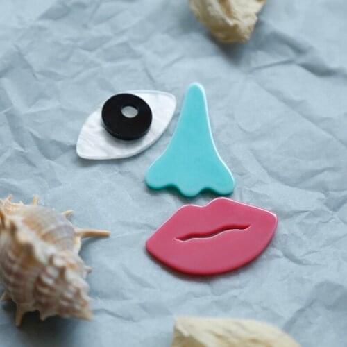 Ins designer fun nose eye mouth combination resin patch DIY handmade earring hairpin accessory material