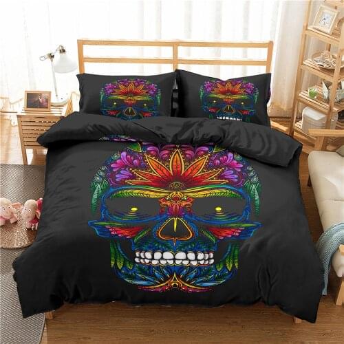 Skull Bedding Set for King Size Duvet Cover Set Bedclothes 100% Bamboo Fiber 220x240 Hot Luxury Bedding Sets Double Single Bed