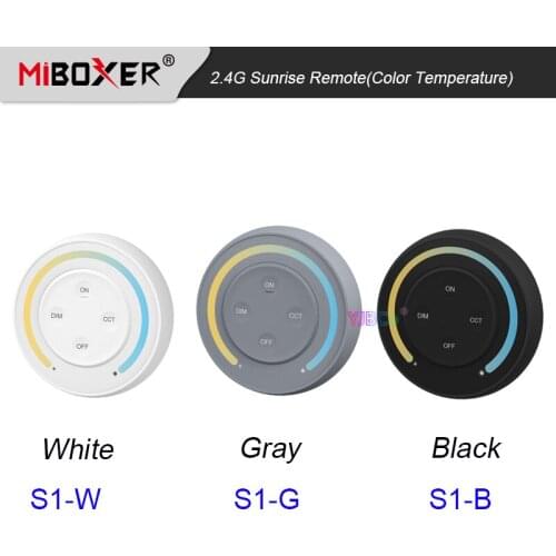 Miboxer Color Temperature Round White/Black/Gray color dimmer switch 2.4G Sunrise Remote 3V Dual White LED Bulb Lamp Controller