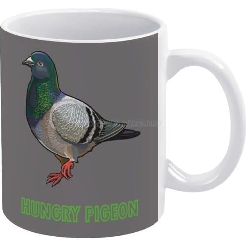 Hungry Pigeon White Mug Vintage Mug New Unisex Size Mug Hungry Angry Pigeon Animal Bird Fly Logo Fun Funny Egg Beware Achtung
