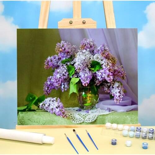 Lilac Flower DIY Paint By Numbers Complete Kit Acrylic Paints 40*50 Picture By Numbers Photo Handmade Children Wholesale