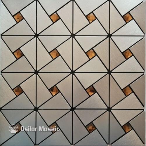 Silver metal with tea color crystal mosaic aluminum plastic plate mosaic tiles for kitchen backsplash decoration tiles