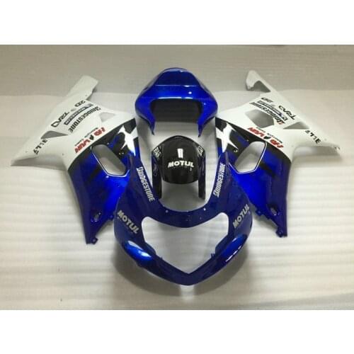 Top-rated Fairing kit for GSXR600 750 K1 01 02 03 GSXR 600 GSXR750 2001 2002 2003 White blue Fairings bodywork+gifts SH43
