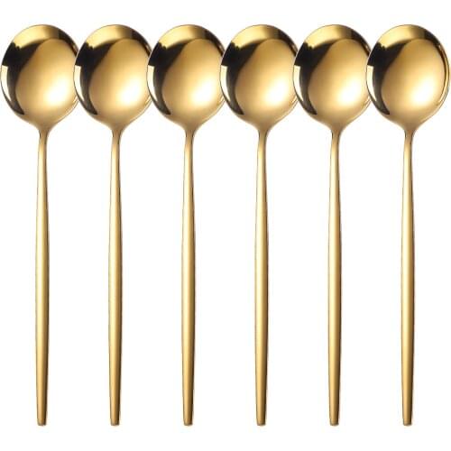 6 pieces of golden cutlery set stainless steel cutlery set mirror silverware spoon cutlery cutlery set dishwasher safe