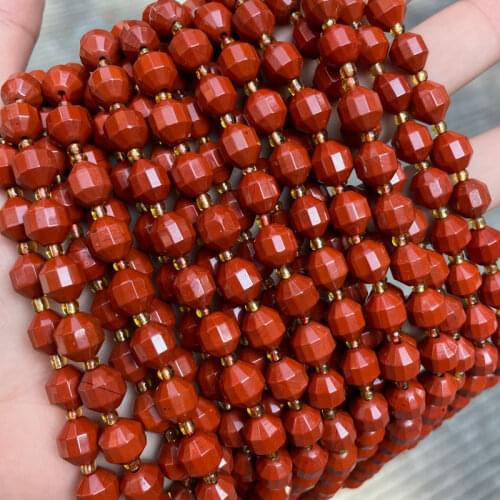 Faceted Natural Stone Red Jaspers Beads 6mm 8mm 10mm Pick Size Olive Shape Loose Spacer Beads DIY Bracelet For Jewelry Making