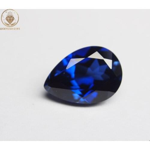 Wholesale Artificial Blue Sapphire Water Drop Pear Cut Gemstones Beads3X6~16X12MM 34#Corundum for Jewelry Accessories Making