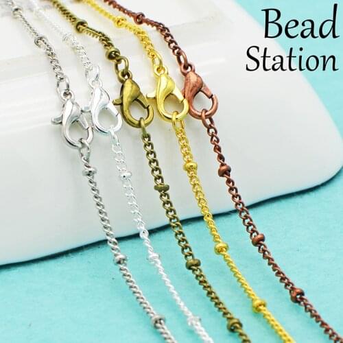 20 Pcs - 18 24 Inch Satellite Chain Necklace Gold Silver Plated Bronze Copper Bead Chain Ball Station Necklace for Women Jewelry