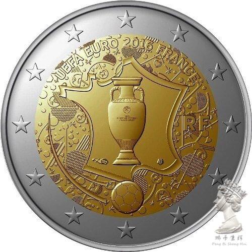 France 2016 Euro 2 Commemorative Coin Football Game Unc 100% Real Genuine Original Coin,comemorative Collection Coins