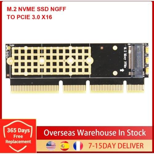 Newest MX16-1U M.2 NVME SSD NGFF TO PCIE 3.0 X16 Adapter M Key Card With Heat Sink Support PCI Express 3.0 x 4 FULL SPEED