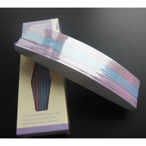 12 pcs/lot zebra gray nail file professional emery board halfmoon shape nail file 120/180 manicure tool free shipping