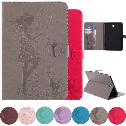 Luxury for Samsung Galaxy Tab T350 Cover 3D Emboss girl magnet PU Leather Flip wallet Shell Tab A 8" inch T355 Tablet Case Stand