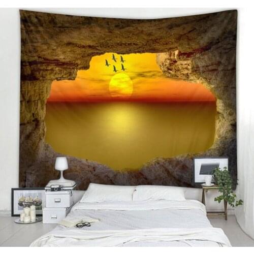 Fantasy landscape tapestry starry sky art wall hanging yoga beach mat bedroom living room bohemian psychedelic decoration