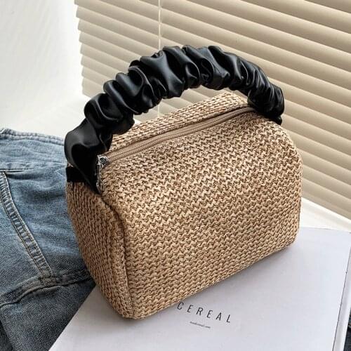 Woman Straw Shoulder Bag Summer Sandy Beach Crossbody Bags Women Messenger Bags Vacation Handbags Vintage Weave Square Bag sac