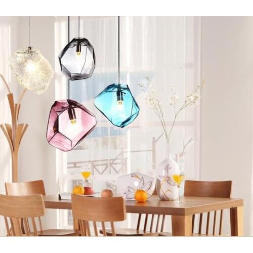 Girban Brand Modern LED Pendant Lights Multicolour Dining-room Restaurant Lamp Stained Glass Lamp Pendant Lamps