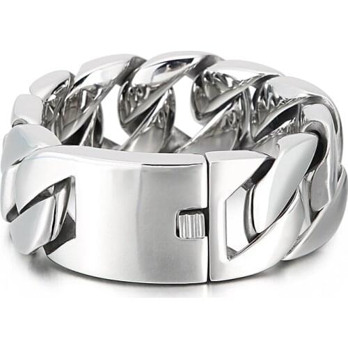 High Quality 316 Stainless Steel 30mm Cuban Bracelet Bangle Mens Heavy Chunky Link Chain Bracelet Fashion Jewelry Gifts