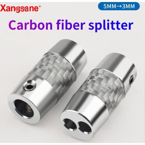 Xangsane 4pcs 5.5mm to 3mm aluminum alloy frosted carbon fiber speaker RCA audio cable distribution ring anti-jamming device