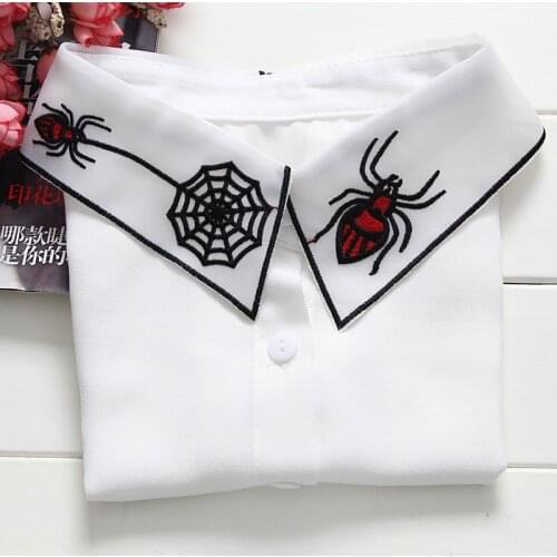 YSMILE Y Personality Women Embroidery Spider Network Remove Decoration Collar Shirt Blouse Detachable Collar For Female Lady