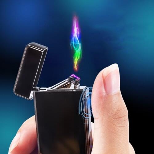 2021 New Dual Arc USB Lighter Rechargeable Electronic Lighter LED Screen Plasma Power Display Thunder Lighter Gadgets For Man