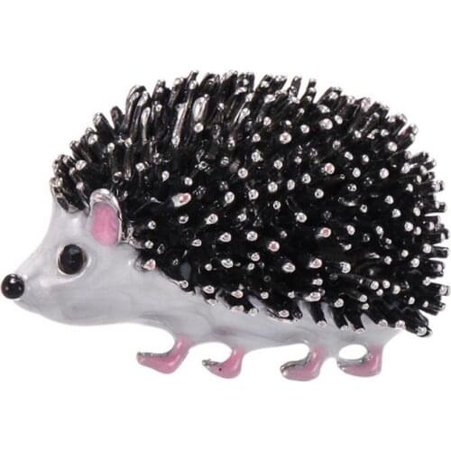 Black Silver Color Enamel Hedgehog Brooches For Women Lovely Animal Fashion Jewelry Pins Gift Delicate Decoration Accessories