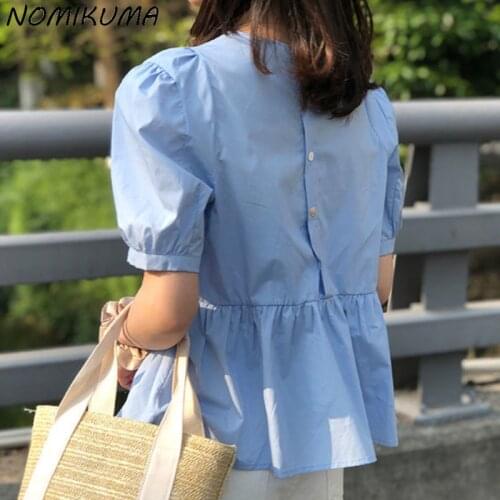 KUSAHIKI Sweet Puff Sleeve Doll Shirt Korean O-neck Summer Blouse 2021 New Ruffle Blusas Mujer De Moda Verano Elegantes 6H092
