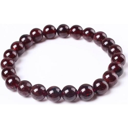 100-Unique 1 Pcs Ethnic Style 8 mm Round Beads Garnets Stone Elastic Bracelets Elegant Women Jewelry