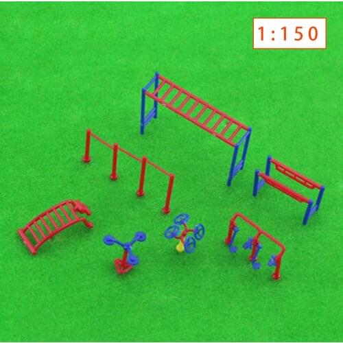 7Pcs 1:150 / 1:75 Scale Sports Part Fitness Equipment for DIY Architecture Sand Table Model Building Kits - Random Color