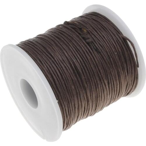 80Yards/Spool brown color Waxed Cotton Cord 1mm Wax Linen Cord plastic spool DIY Necklace Rope Bead Fit Bracelets