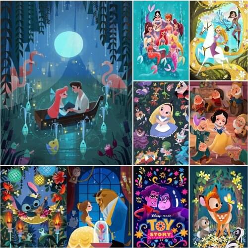 DIY 5D Diamond Painting Disney Princess Fairy Tale World Cross Stitch Diamond Embroidery Full Dill Mosaic Home Decor Child Gifts