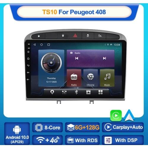 6+128G Android 10.0 Car Radio GPS RDS DSP multimedia player for Peugeot 408 for Peugeot 308 308SW 2din android car player NO DVD