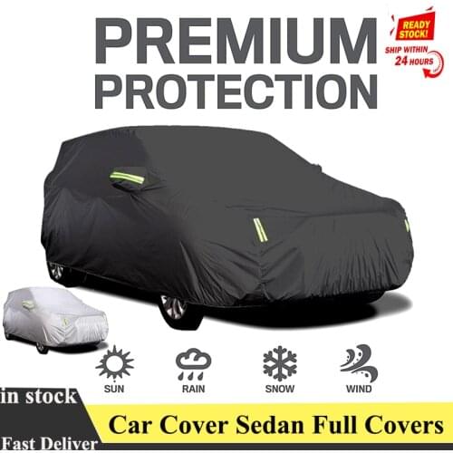 Car Cover Sedan Full Covers with Reflective Strip Sunscreen Protection Dustproof&Waterproof UV Scratch-Resistant Universal S-XXL