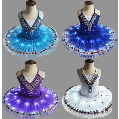 Led Ballet Tutu Professional For Child Kids Adults Balerina Kostum Girls Swan Lake Costume Pancake Tutu Ballet Dress For Girls
