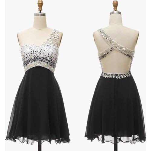 Bbonlinedress Cheap Homecoming Dress Rulf One-Shoulde Short Party Gowns Above Knee Mini Formal Gown vestidos curto Free Shipping