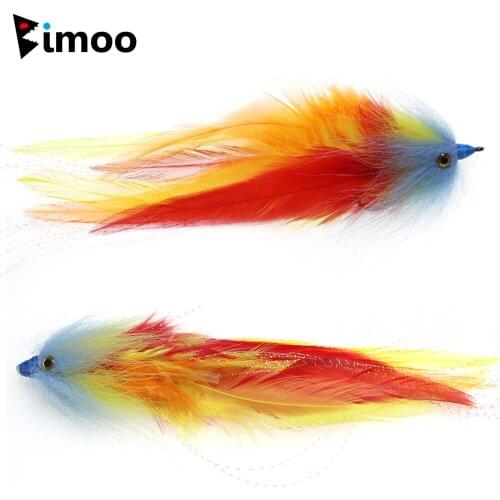 Bimoo 1pc #2/0 Saltwater Streamer Fly Colorful Big Game Tube Flies Steelhead Salmon Bass Pike Fishing Artificial Lure Bait